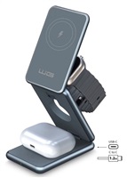 WG - Bezdrátová nabíječka WG39, 3v1, 15W+5W+3W, šedá