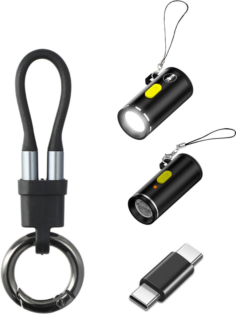 4smarts Sada příslušenství 4v1 Explorer: Kabel s klíčenkou USB-C, adaptér USB-C na USB-C, zapalovač cigaret USB-C, svítilna USB-C, černá