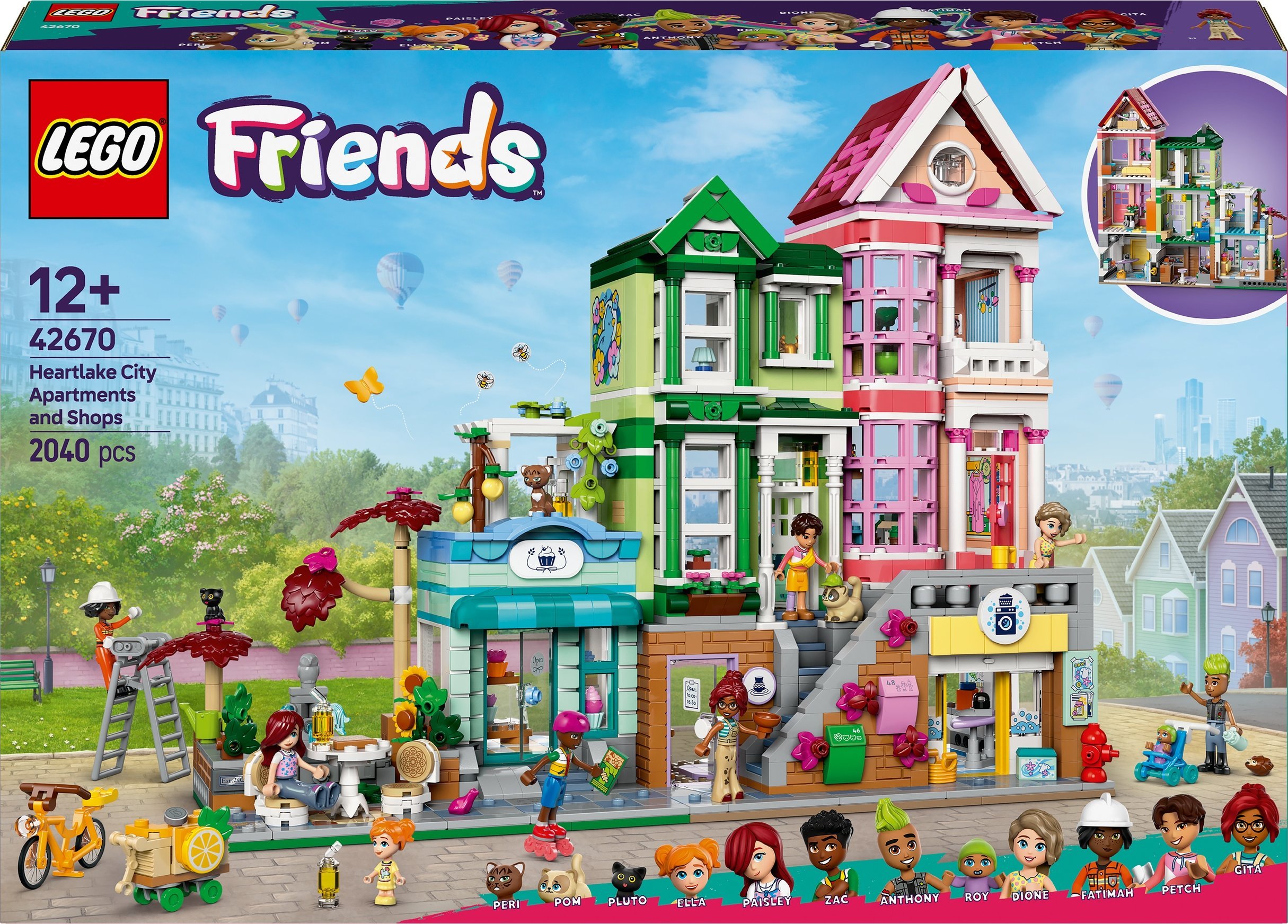 LEGO 42670 Friends obytná a nákupní ulice v Heartlake City, stavebnice