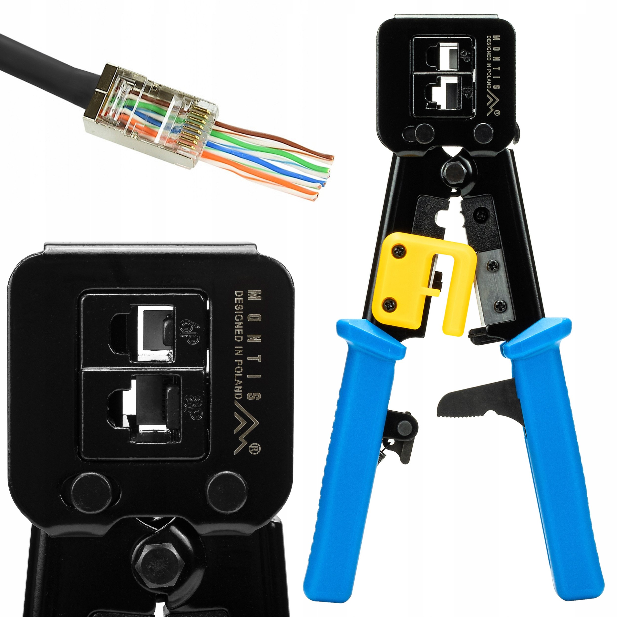 Montis Krimpovací kleště MT178 pro průchozí konektory RJ45