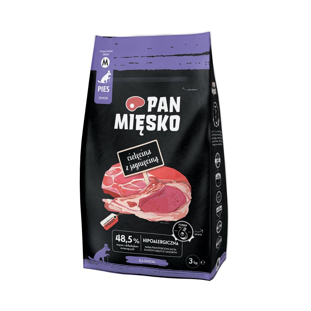 PAN MIĘSKO Veal with lamb M - suché krmivo pro psy - 3kg