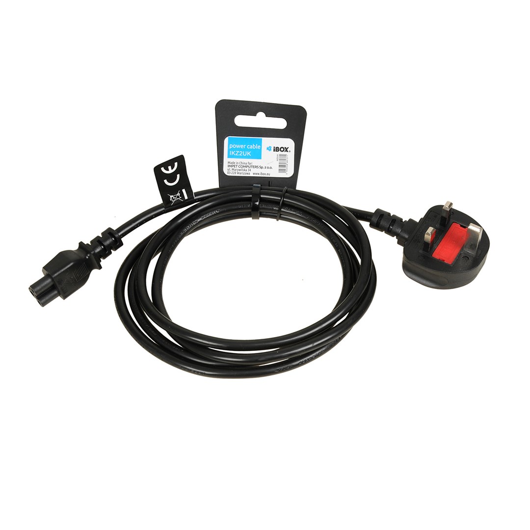 iBOX napájecí kabel pro notebooky (jetel) VDE 1.8m UK zástrčka