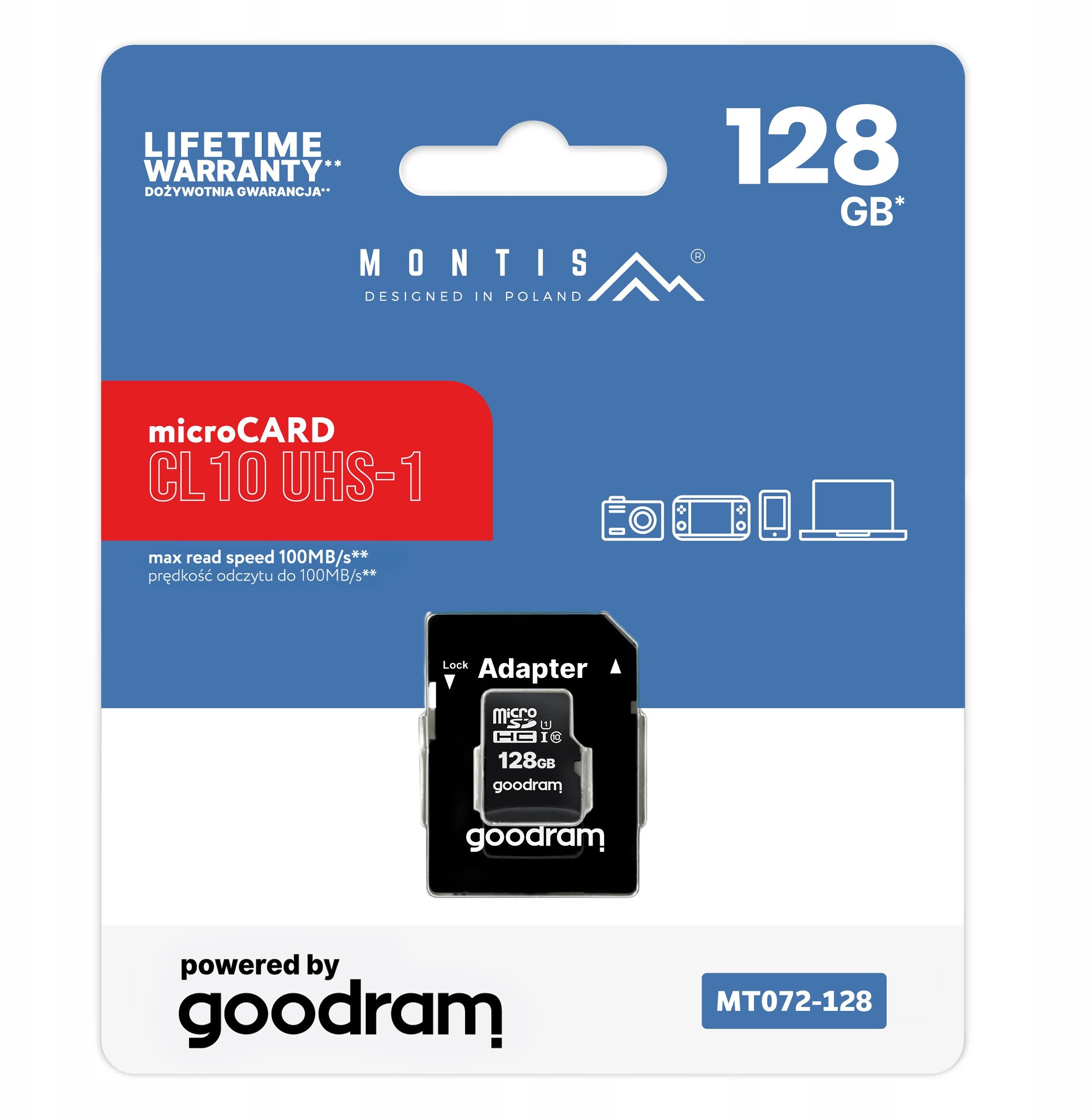 Montis Paměťová karta microSD 128GB CL10 + adaptér MT072-128 od Goodram