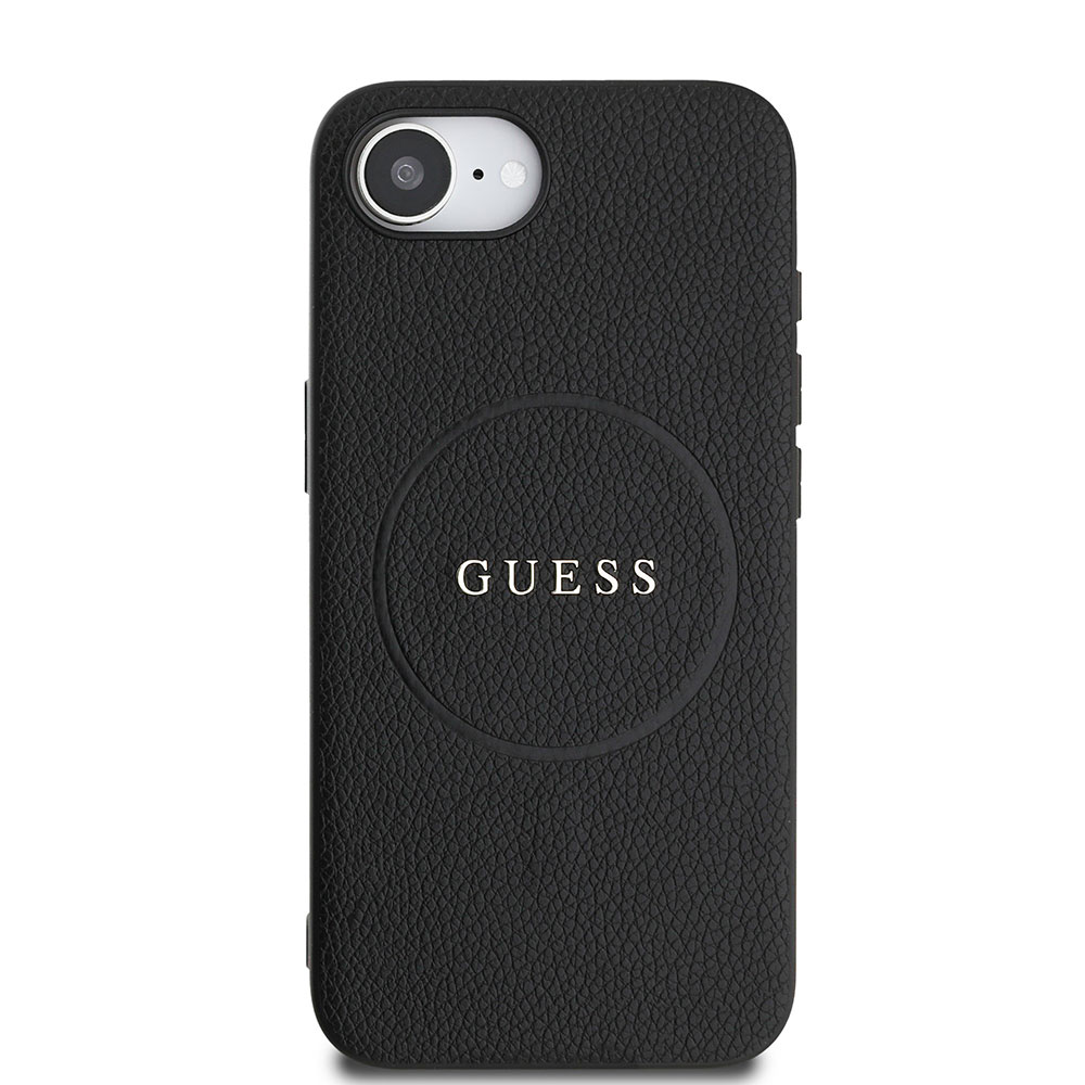 Guess Pouzdro Grained Ring MagSafe pro iPhone 16e černé