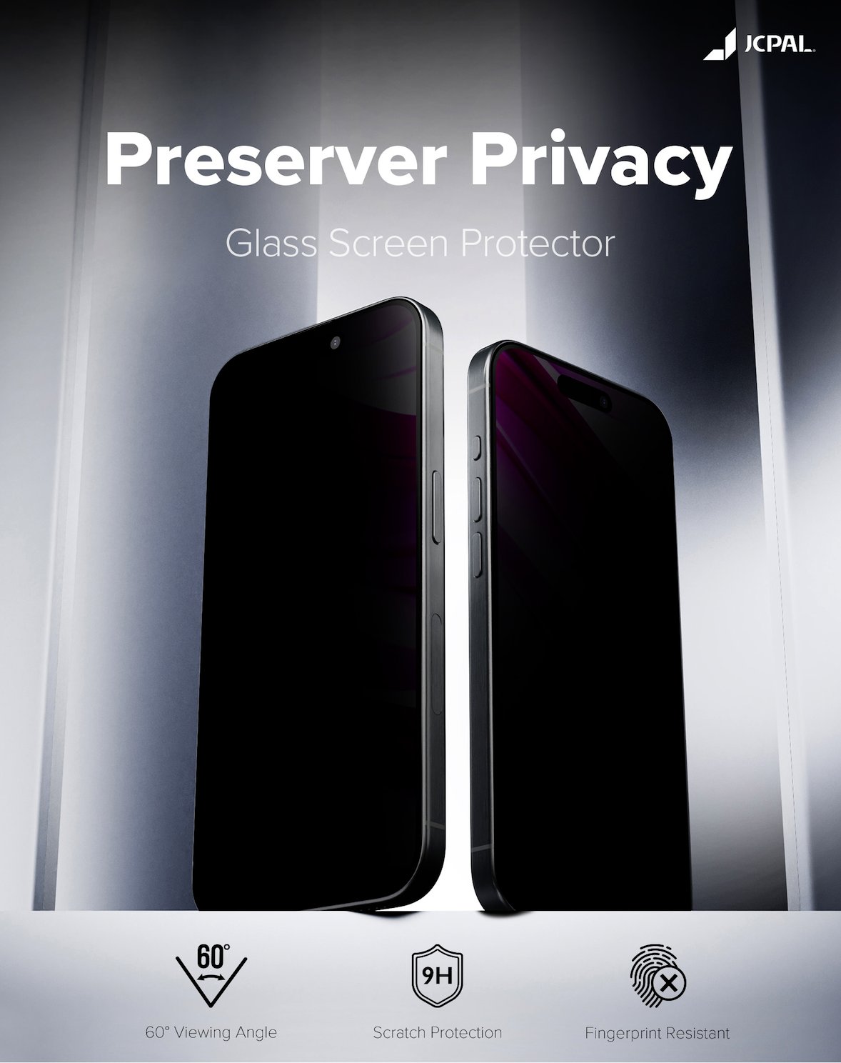 Jcpal Ochranné tvrzené sklo Preserver Privacy - tvrzené sklo pro iPhone 17
