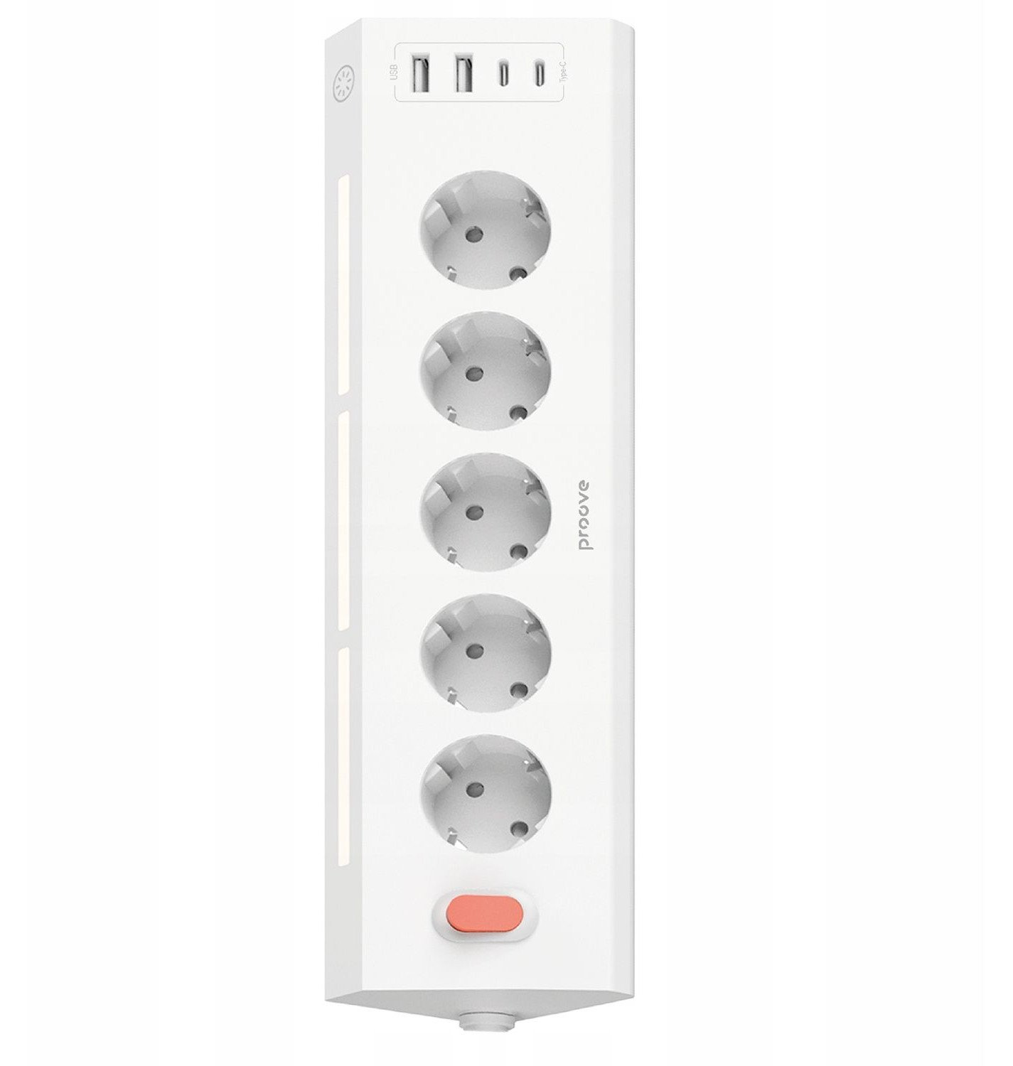 PROOVE Prodlužovací kabel s přepěťovou ochranou 5xac 2xusb 2xusb-c 1,6 m / Psps25002202 / Prism Socket Power Strip