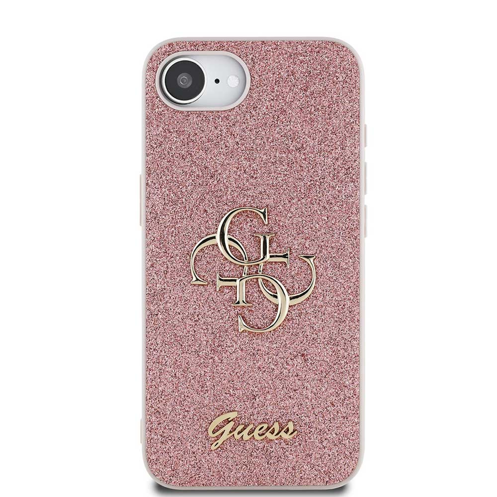 Guess Kryt Fixed Glitter Big 4G pro iPhone 16e růžový