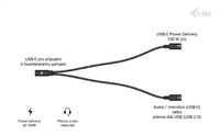 i-tec přípojný kabel USB-C Splitter Audio/Data, Power Delivery 100W