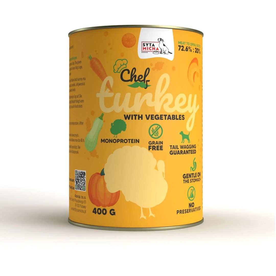 SYTA MICHA Chef Turkey with vegetables - vlhké krmivo pro psy - 400g