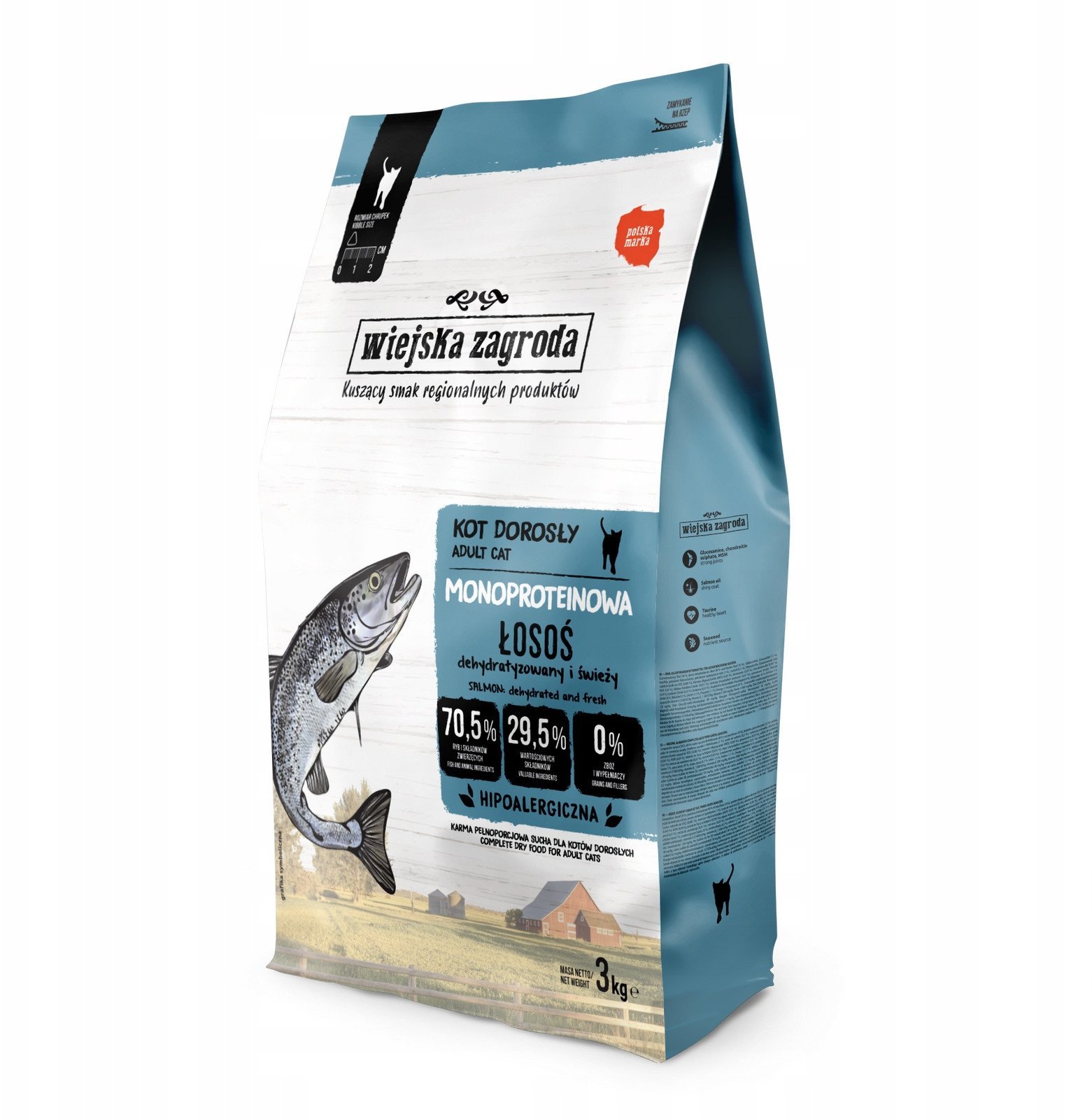 WIEJSKA ZAGRODA Monoprotein Salmon - suché krmivo pro kočky - 3kg