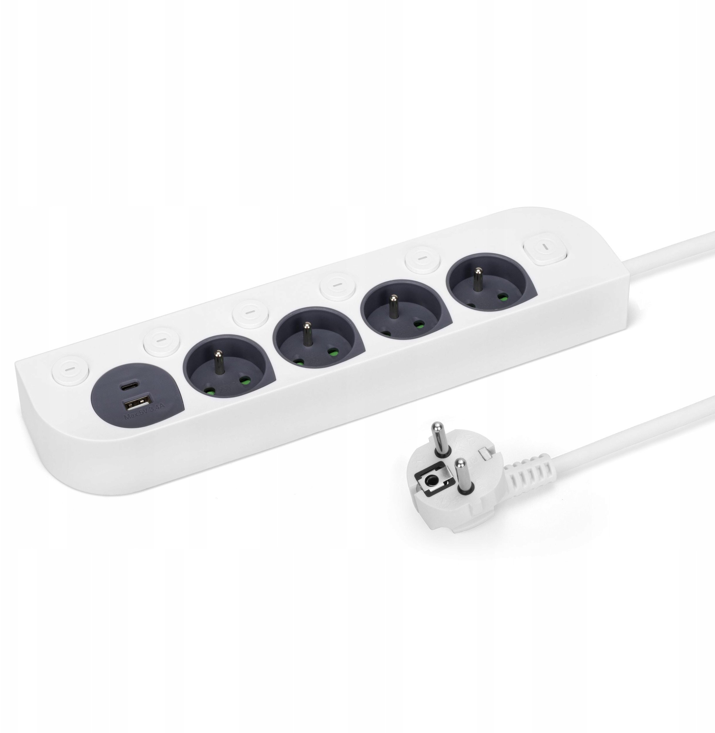 Montis 4zásuvkový prodlužovací kabel + USB-A + USB-C MT143