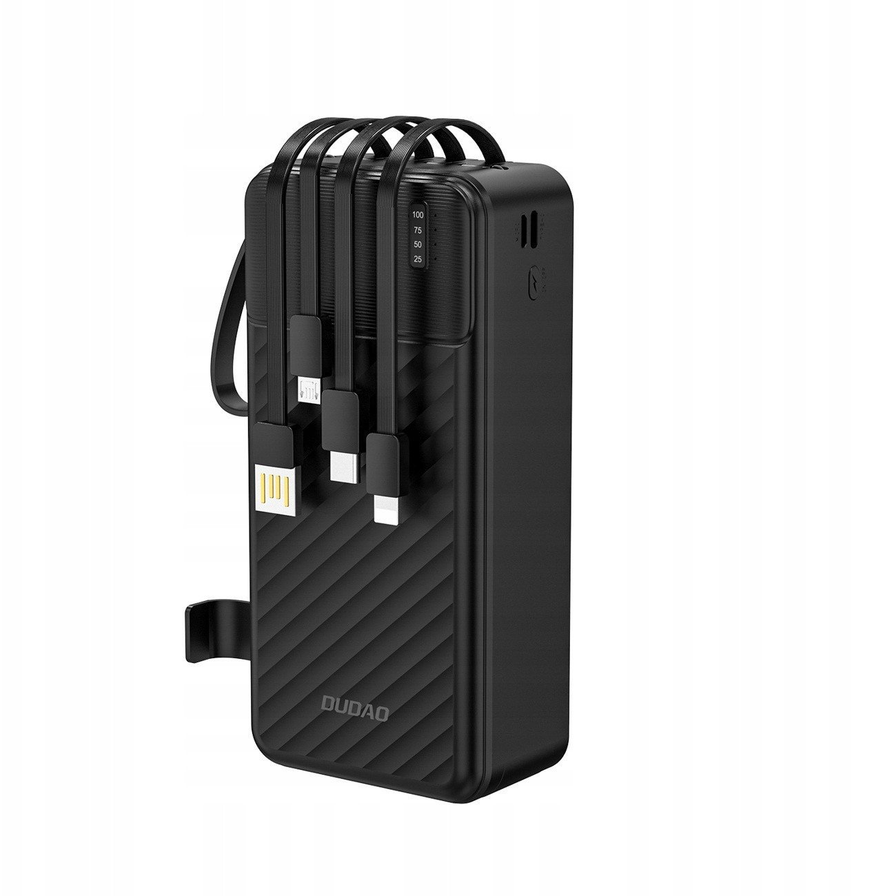 Dudao Powerbanka K11 Max 30000mAh s integrovanými kabely, černá