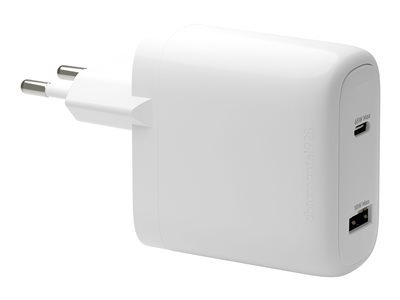 dbramante1928 re-charge - Sítový adaptér - 65 Watt - 2 výstupní konektory (24 pin USB-C, USB) - bílá - Evropa