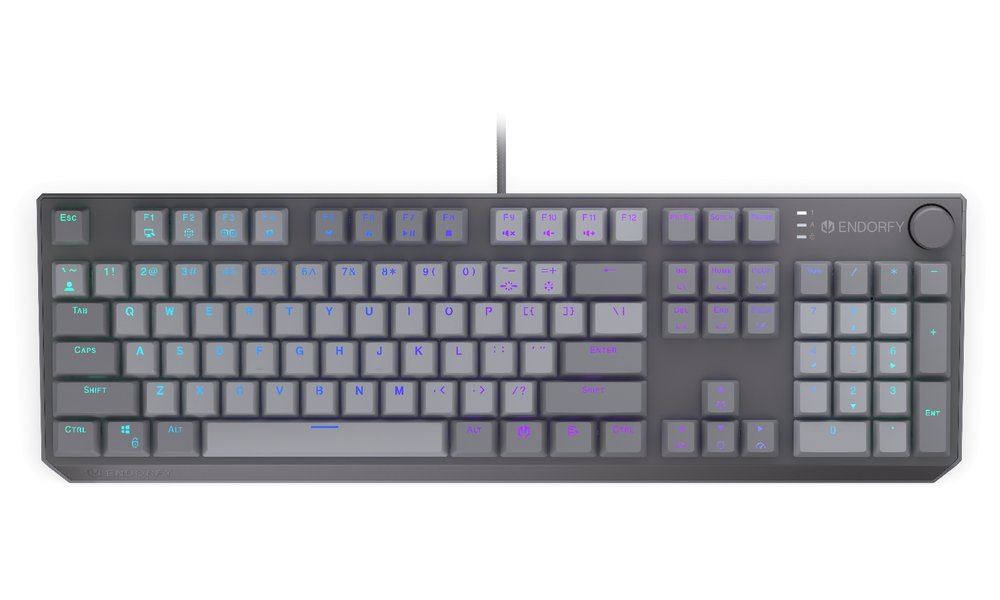 Endorfy mechanická klávesnice Thock V2 / drátová / ARGB /  red sw. / USB / num. kl. / US layout