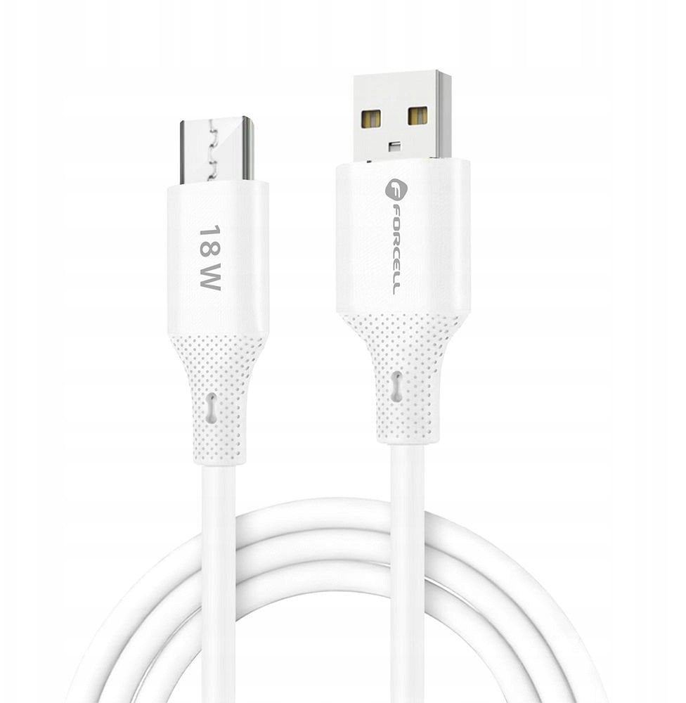 ForCell Silikonový kabel F-Energy QC3.0 2,4A 18W s konektorem USB A na micro USB, 1 m, C341, bílý