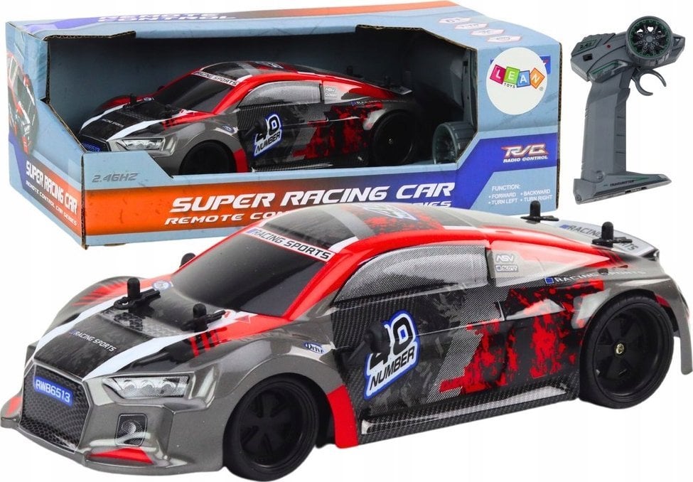 LeanToys RC auto 1:18 s gumovými kolečky, driftovací červená