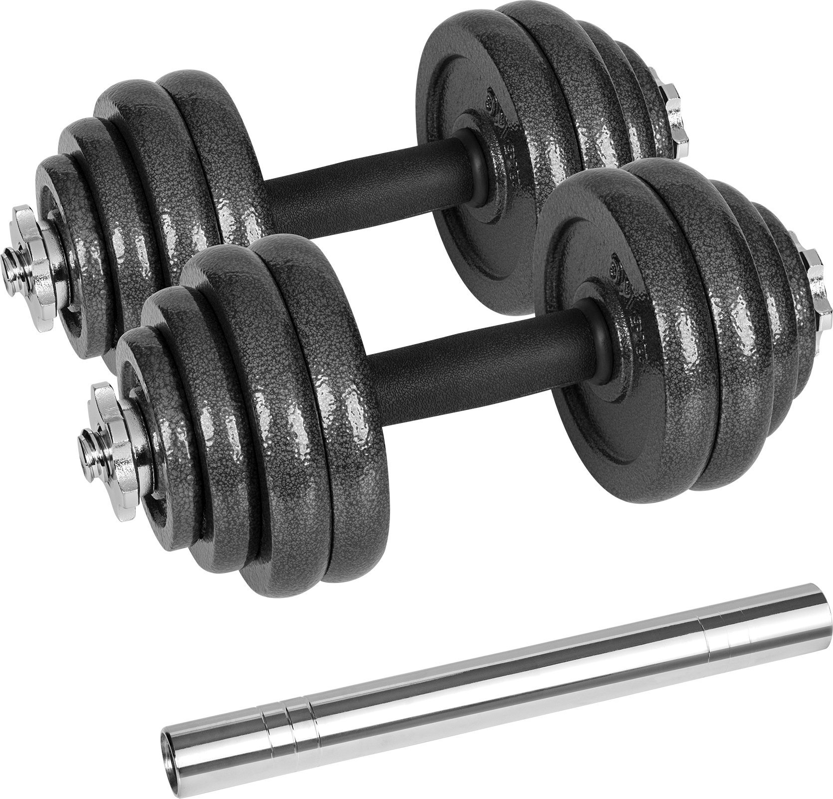 Rebel Active Nastavitelné litinové činky v kufříku s tyčí, sada 30 kg REBEL ACTIVE