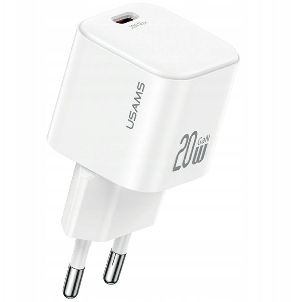 USAMS 20W nabíječka do zásuvky 1x USB-C + kabel USB-C bílá