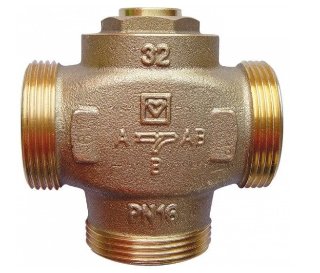 Herz Termostatický mosazný směšovací ventil 3cestný TEPLOMIX DN32 GZ 1 1/2, pro zvýšení teploty zpátečky kotle
