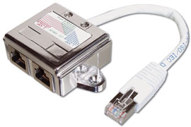 Digitus Adaptor CAT5E 1:1 RJ45 M, 2 X RJ45 F, 0,19 metra
