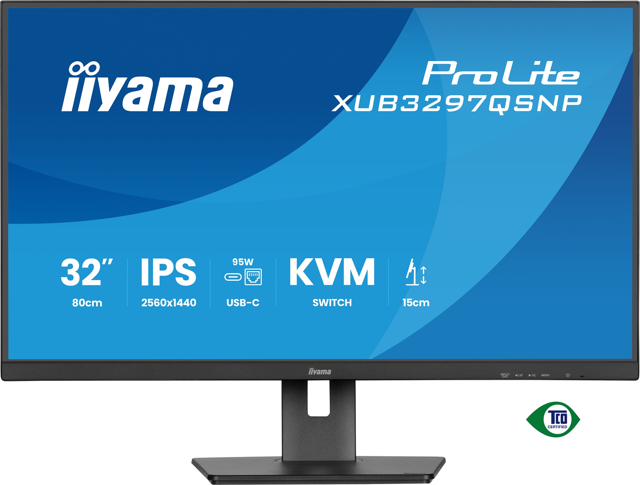 iiyama ProLite XUB3297QSNP-B1 - LED monitor - 32  (31.5  zobrazitelný) - 2560 x 1440 QHD @ 100 Hz - IPS - 350 cd/m? - 1000:1 - 1 ms - HDMI, DisplayPort, USB-C - reproduktory - cerná, matná