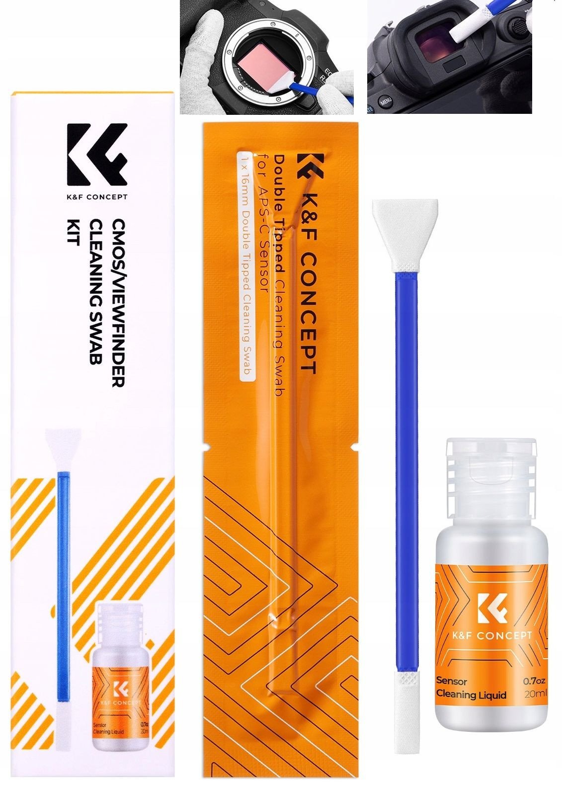 Kf Čisticí sada pro senzor hledáčku 16 mm Aps-c, kapalina K&F, 5x špachtle / 8.080