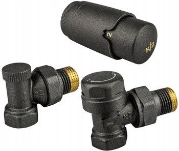 KFA ARMATURA KRAKÓW 757-130-61-BL Termostatická sada pro radiátory, úhlová, Comfort Pro, grafitová