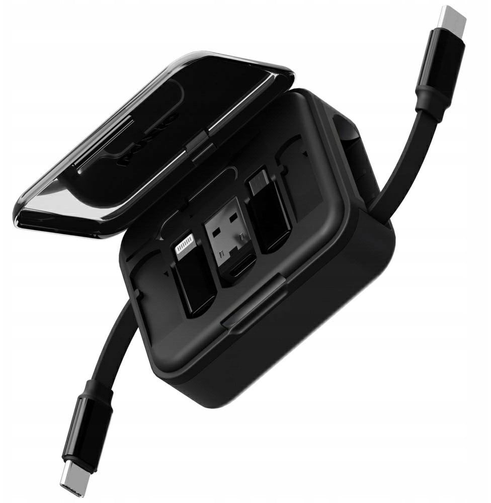 Energea Nabíjecí kabel Bazic GoCharge Loop 5 v 1 s konektory Lightning, USB-A a Micro USB, 1 m, černý