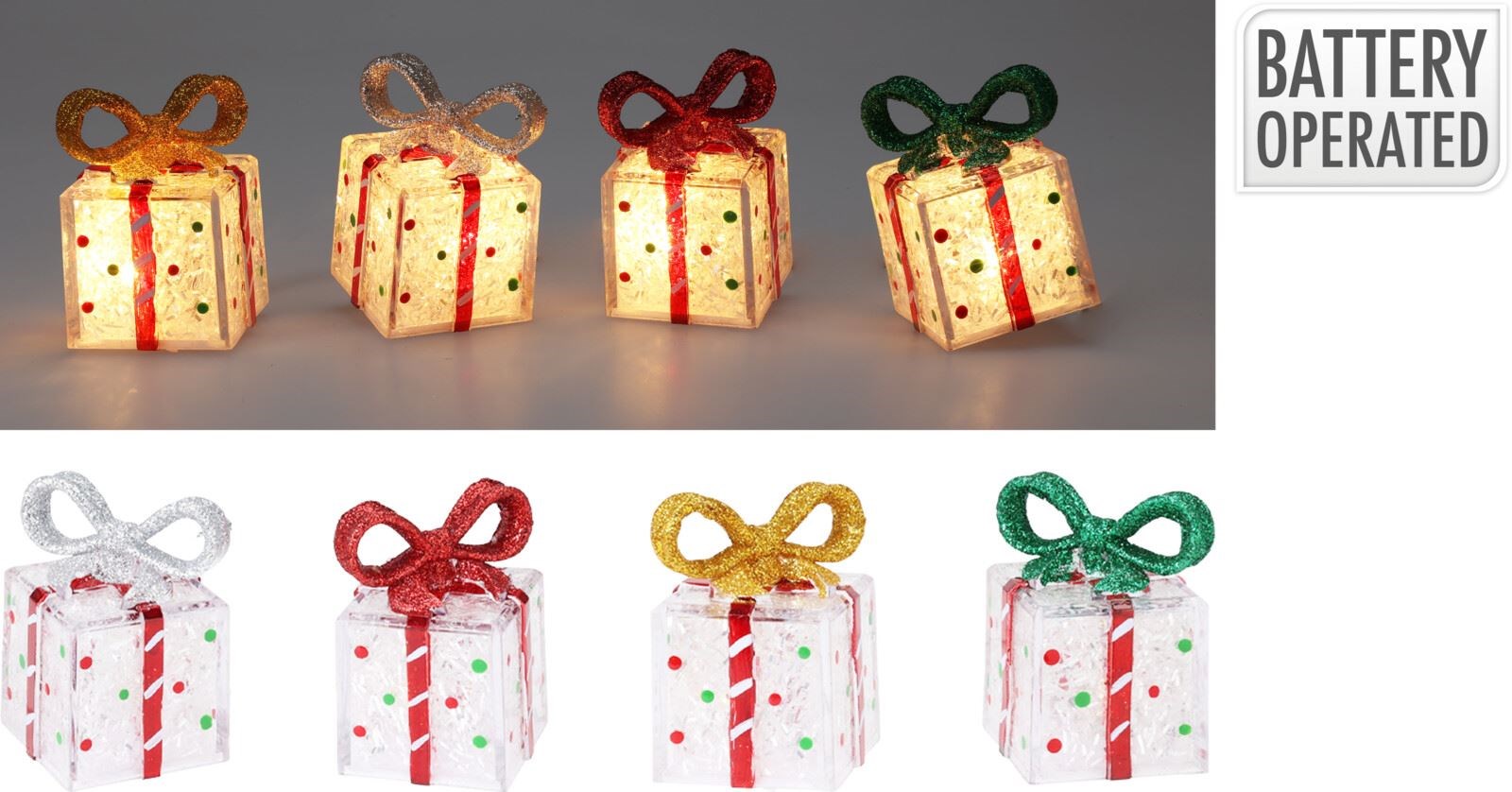 Dekorace vánoční dárek LED plast