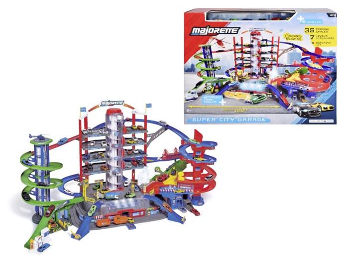 Garáž Majorette Super City + 6 autíček a vlak