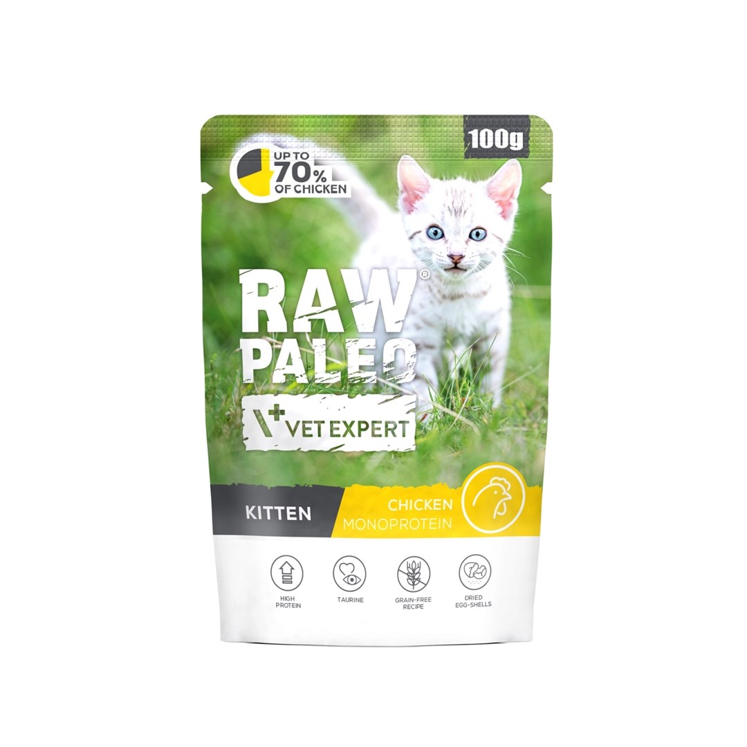 VetExpert Raw Paleo Kitten Chicken - mokré krmivo pro kočky - 100g
