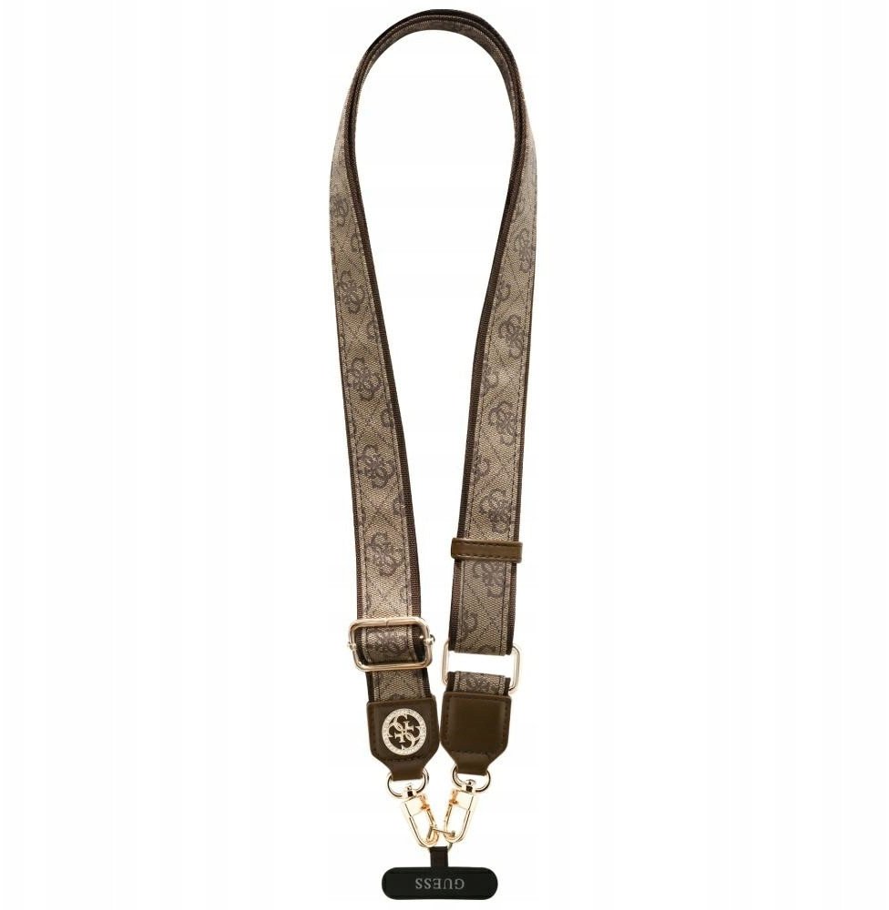 Guess Universal CBDY 4G Tether Patch Strass Metal Logo Hnědá šňůrka na krk