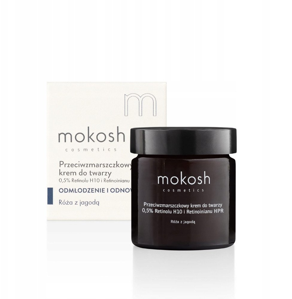 Mokosh krém na obličej proti vráskám 0,5% retinol H10 a retinoát HPR (komplex) růže s bobulemi