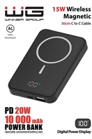 WG - Power Bank 10000 mAh, bezdrátová 15W + PD 20W + QC 3.0 22,5W, černá