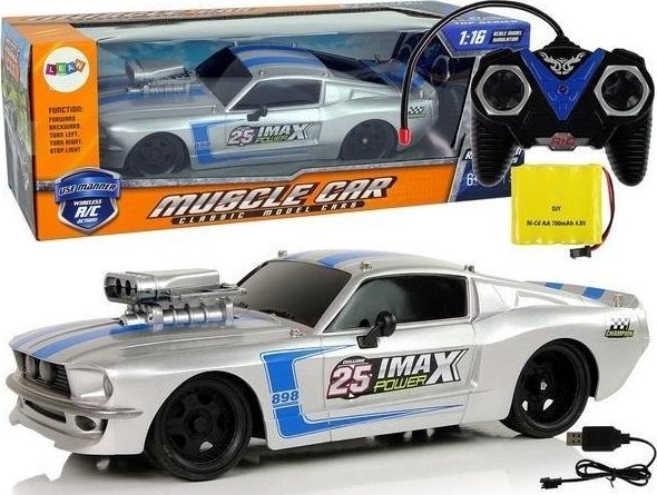 LeanToys Sportovní auto na dálkové ovládání 1:16 stříbrné barvy