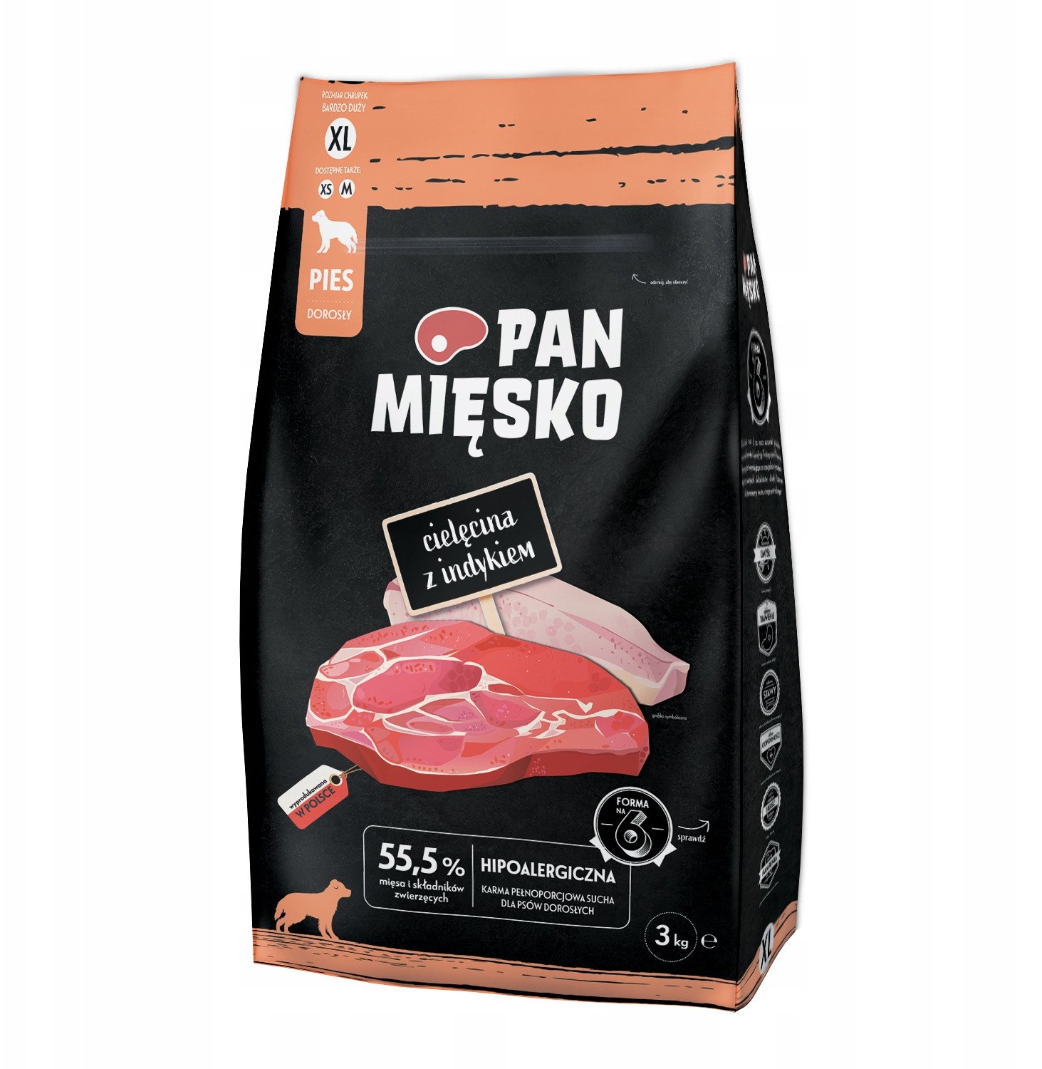 PAN MIĘSKO Veal with turkey XL - suché krmivo pro psy - 3kg