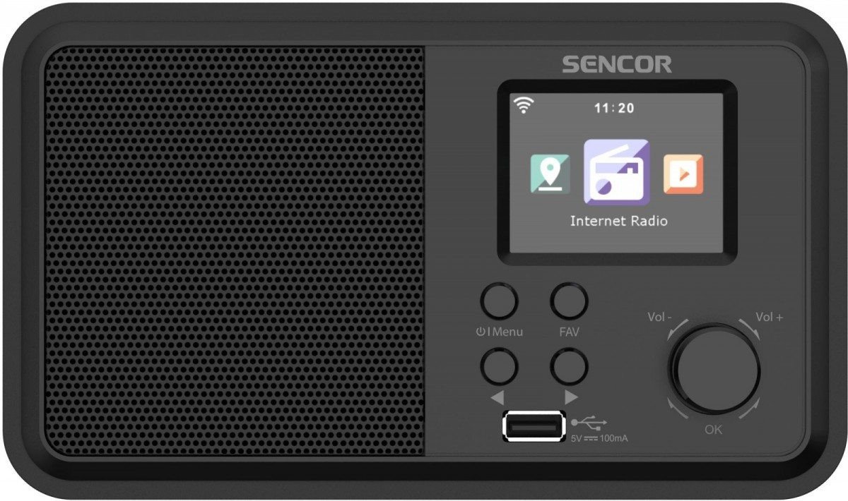 Sencor Internetové rádio 4W napájení, WiFi, FM, DAB+, USB, LCD High