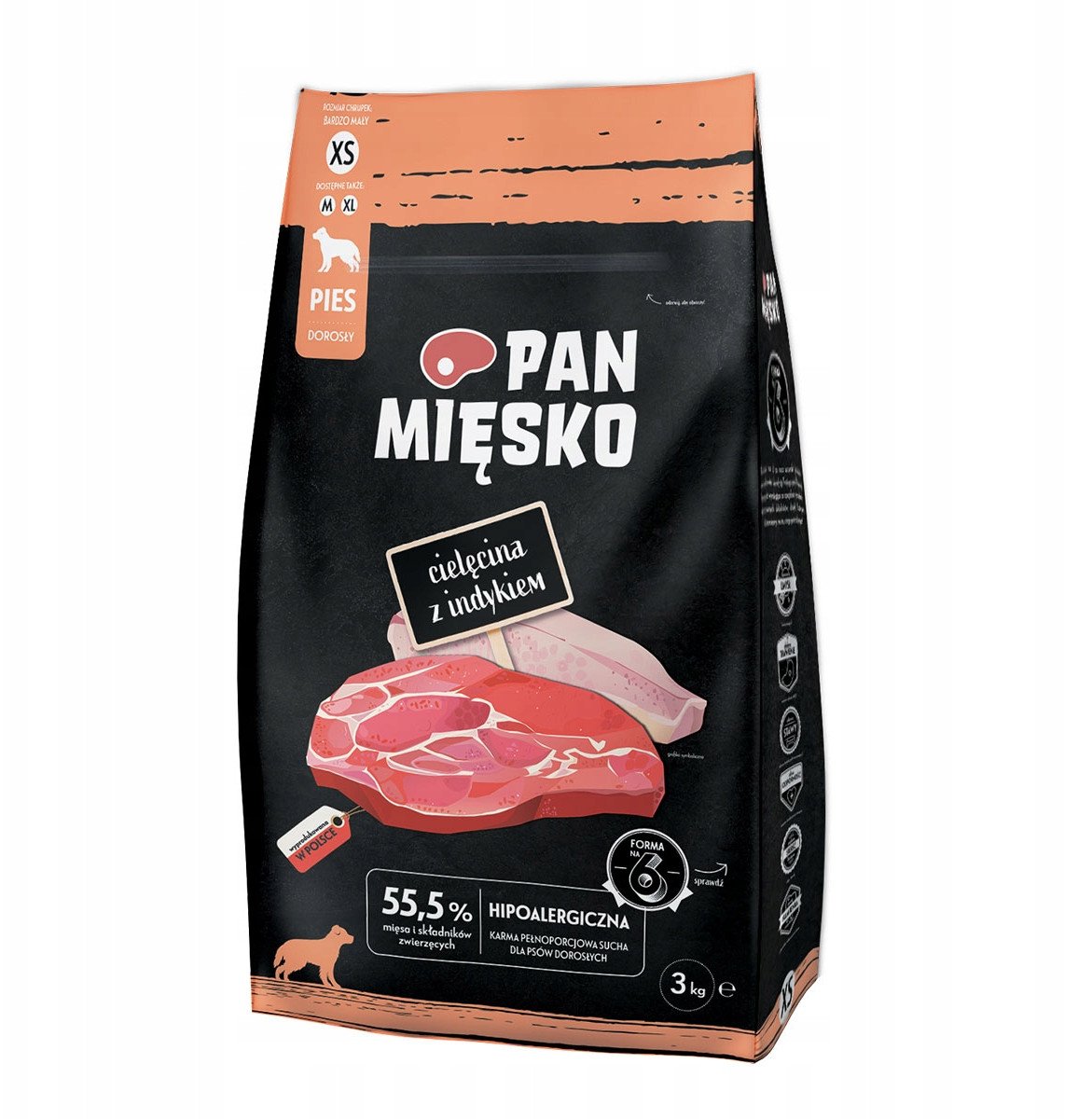 PAN MIĘSKO Veal with turkey XS - suché krmivo pro psy - 3kg