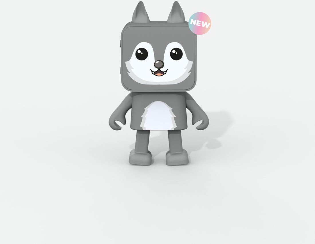 Mobility on Board Přenosný stereo reproduktor s tančícím zvířetem a vlkem, šedý, 3W