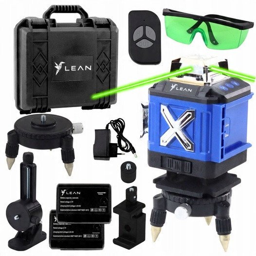 Lean 4D laserová vodováha 16 linek, pouzdro, 2 baterie, modrá