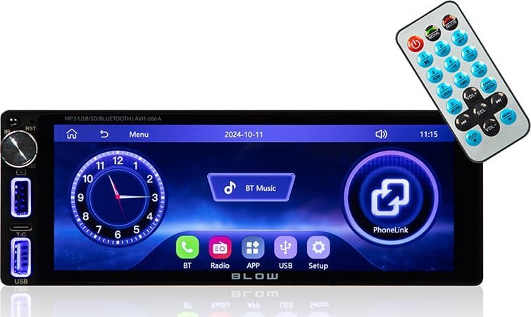 BLOW AVH-686A 1DIN 7palcové autorádio s RDS, MP3/USB/micro SD/BLUETOOTH