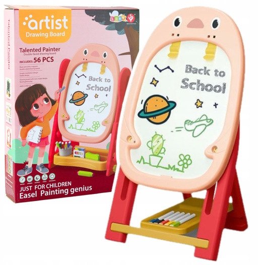 LeanToys Magnetická desková hra s oboustranným motivem tučňáka, 56 dílků, růžová