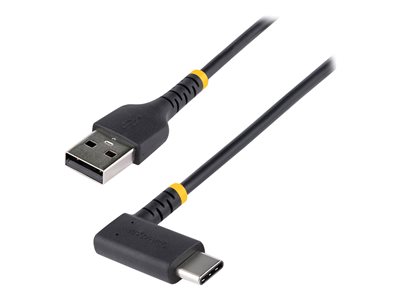 StarTech.com 6ft (2m) USB A to C Charging Cable Right Angle, Heavy Duty Fast Charge USB-C Cable, USB 2.0 A to Type-C, Durable and Rugged Aramid Fiber, 3A, S20/iPad/Pixel - High Quality USB Charging Co