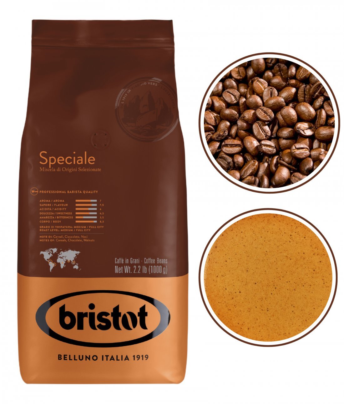 Blue Orca Coffee Bristot Speciale intenzivní černá káva zrnková 1kg