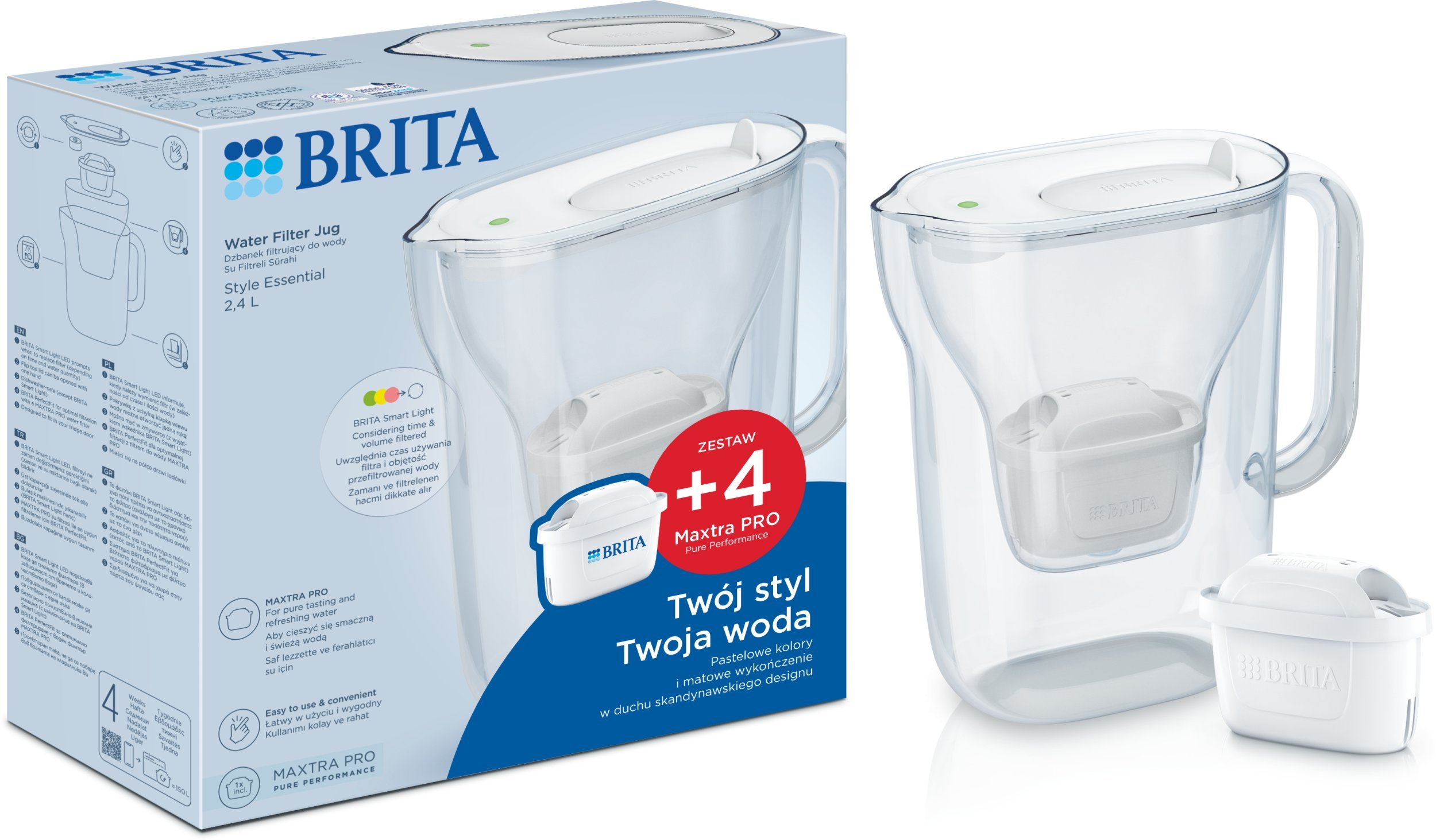 Filtrační konvice Brita Style Essential+4 MAXTRA PRO PURE PERFORMANCE (bílá)