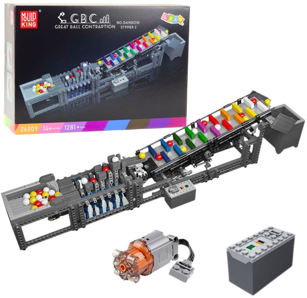 LeanToys Stavební kostky Kuličková dráha s elektromotorem 1281 dílků.