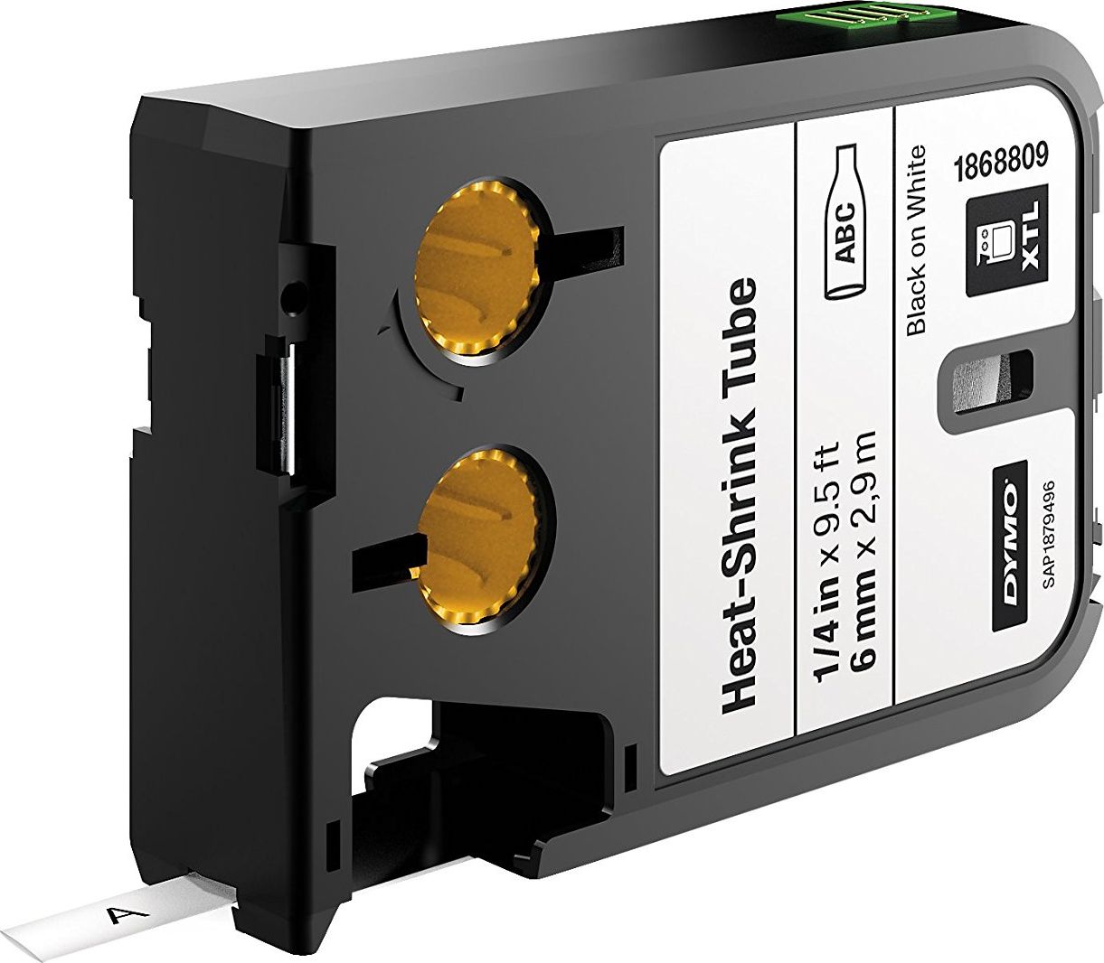 Dymo Smršťovací bužírka XTL, 2,7 m, smršťovací bužírka (6 mm), pro kabely o průměru min. 1,18 mm, max. 3,8 mm, černá na bílém podkladu, 1868809