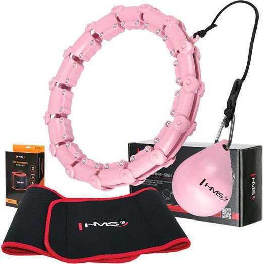 HMS Sada hula hoopů s výstupky a závažím hhw02 růžový zeštíhlující pás br163 černý