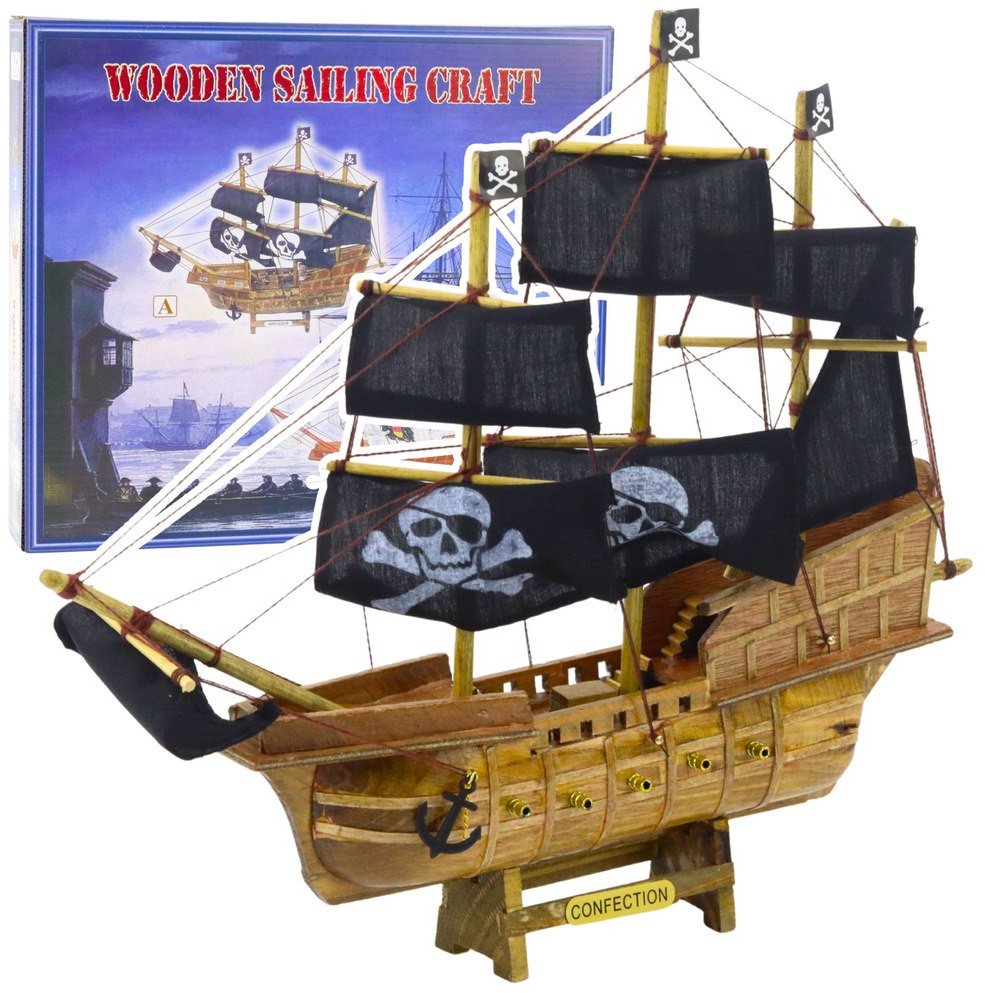 LeanToys Sběratelský model dekorativní pirátské plachetnice černá 33x29cm