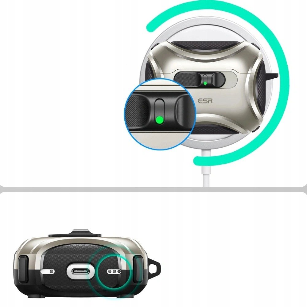 ESR Pouzdro Cyber FlickLock HaloLock MagSafe pro Apple AirPods Pro 3 Titanium